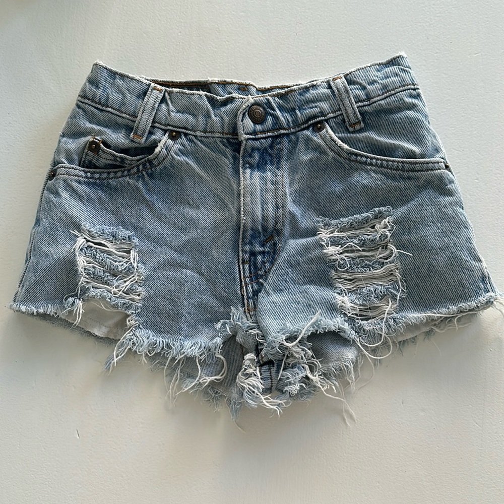 Vintage levis Orange tab cut off Shorts denim distressed - Girls 8-10y